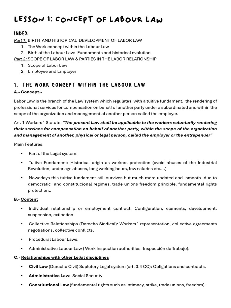 Lesson 1 Concept of Labour Law | PDF