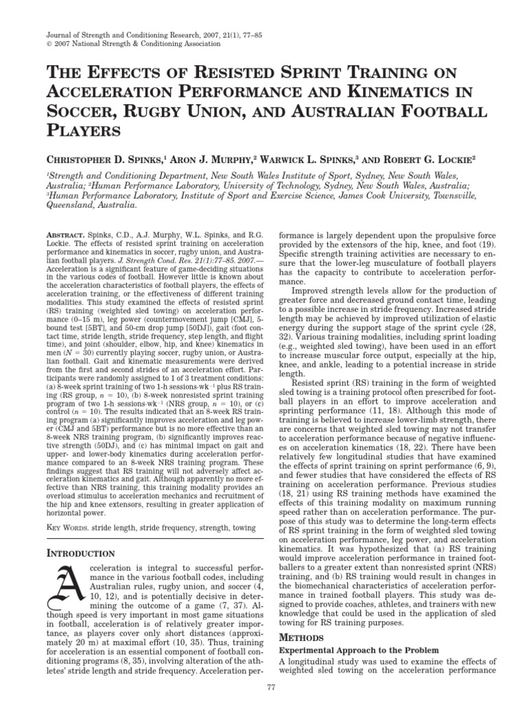 The Effects of Resisted Sprint Training On.15 | PDF | Strength Training ...