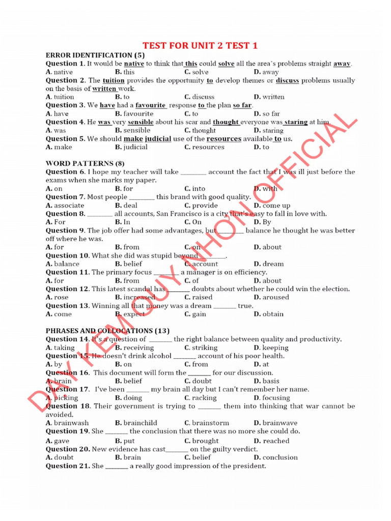 C1C2 Test | PDF