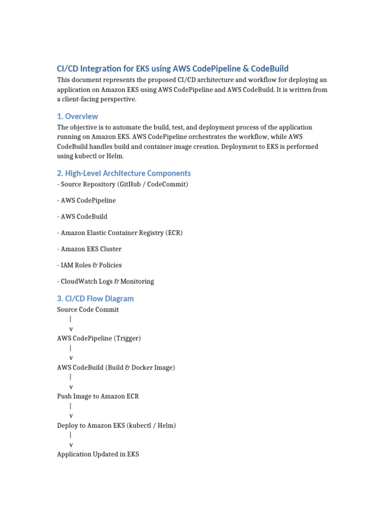 EKS CICD CodePipeline CodeBuild Client Document | PDF