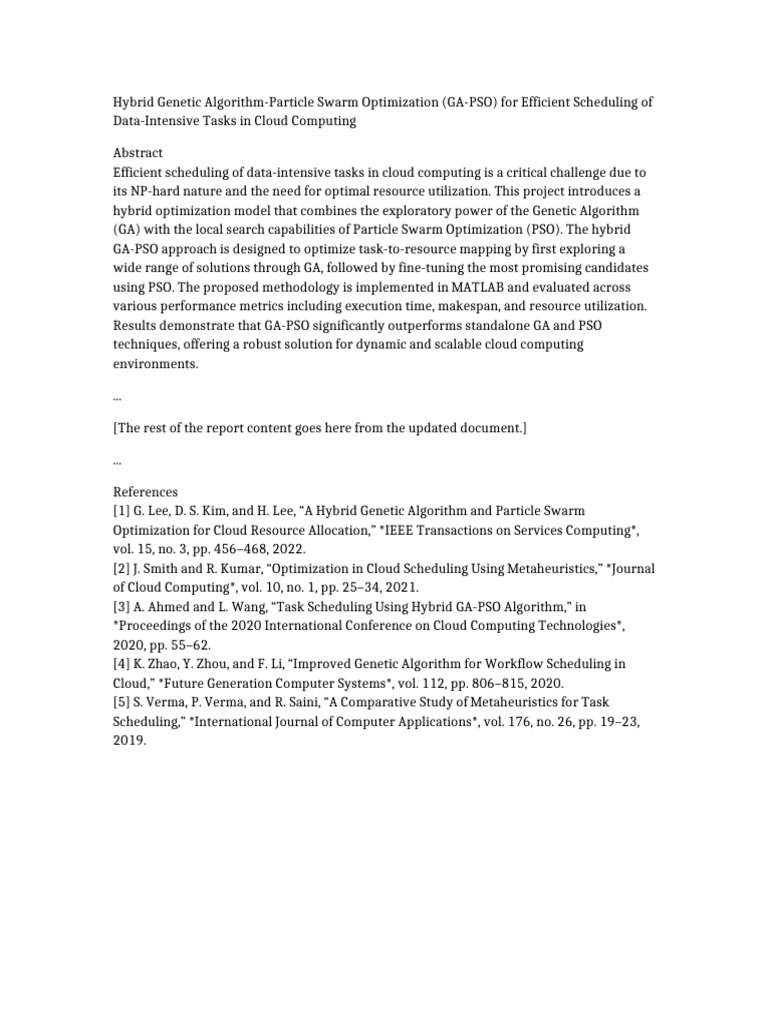 Hybrid GA PSO Scheduling Report | PDF