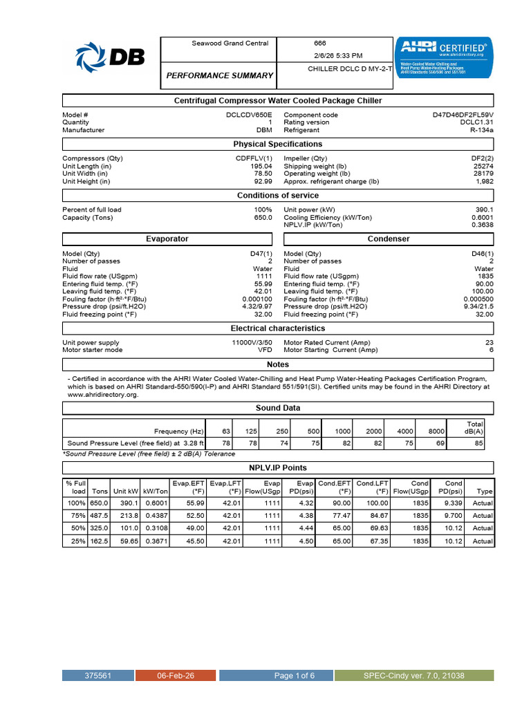 Annexure IV - Chiller Selection Sheet | PDF | Capacitor | Mechanical ...