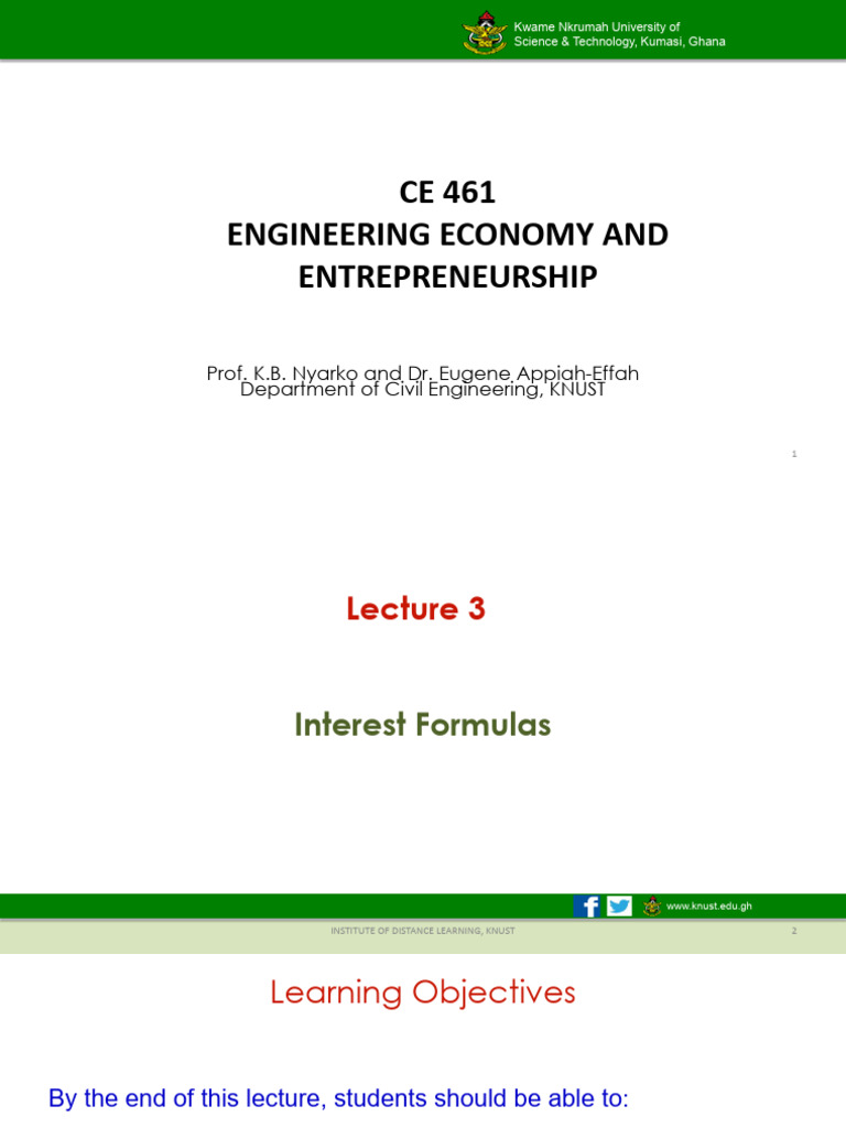 CE 461 Engineering Economy and Entrepreneurship - Lecture 3 - 26 | PDF ...