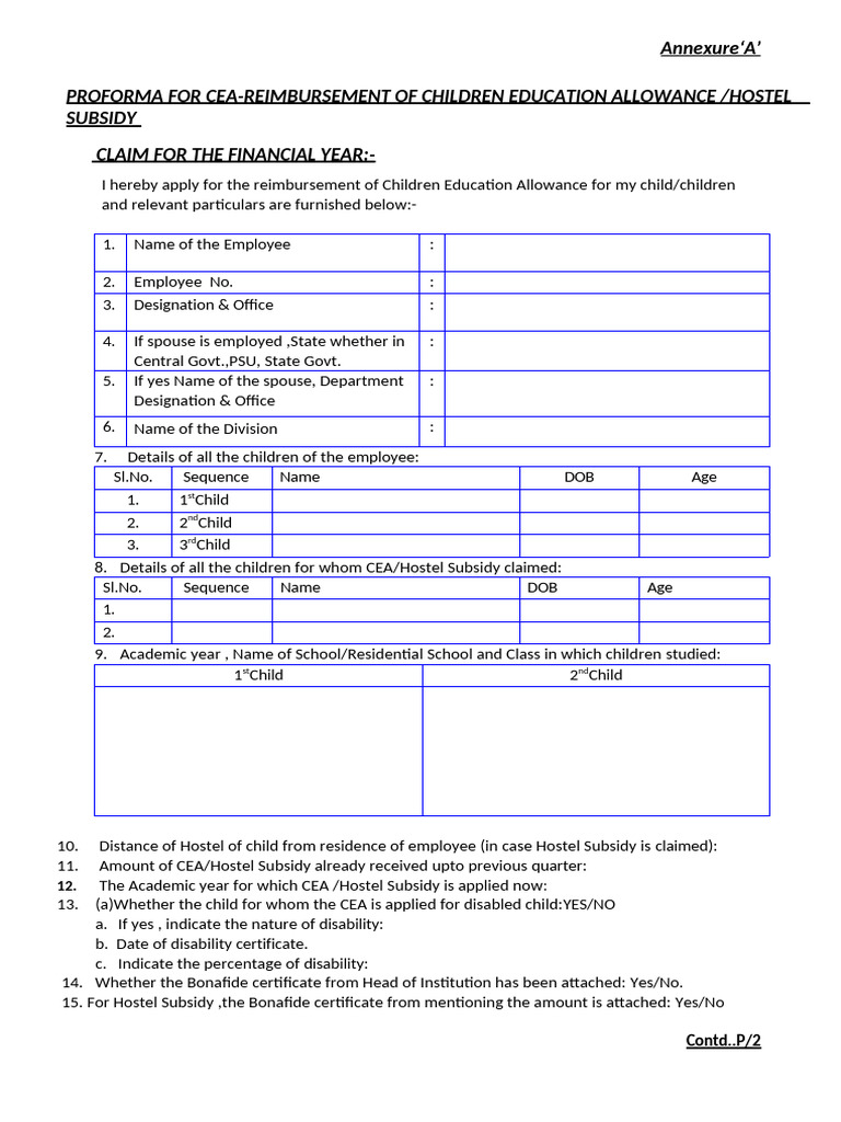 Modified CEA Form Current | PDF