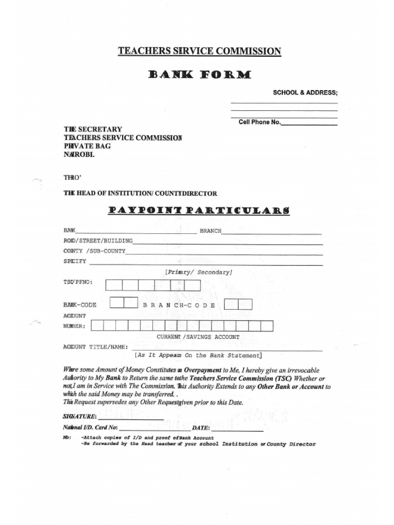 TSC Change of Paypoint | PDF