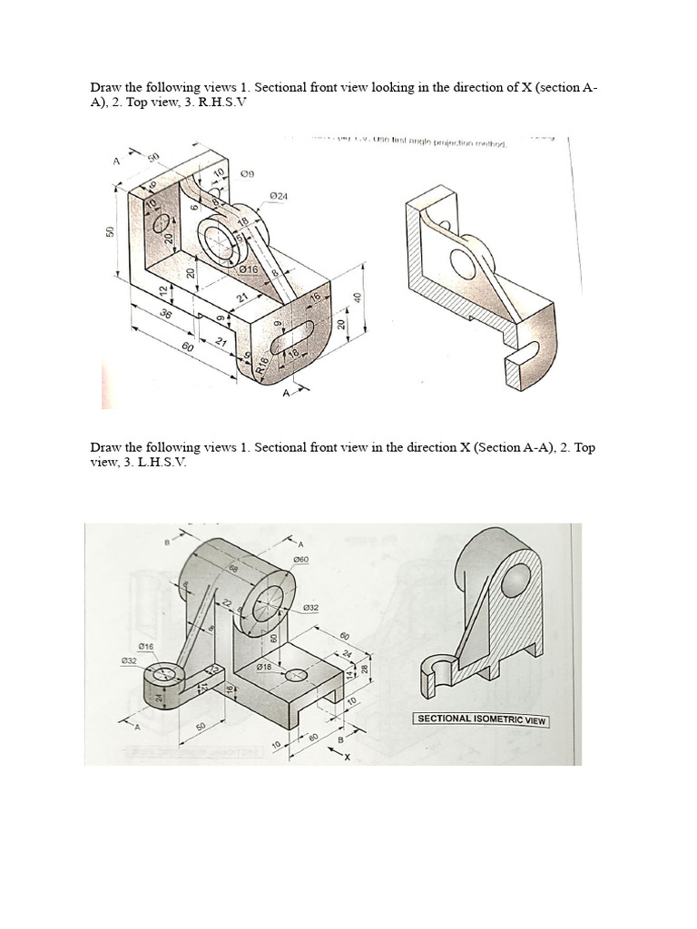 Draw The Following Views 1. Sectional Front View Looking in The ...