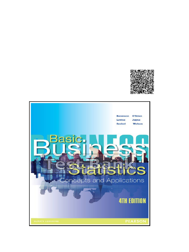 Basic Business Statistics Australian 4th Edition Berenson Test Bank ...