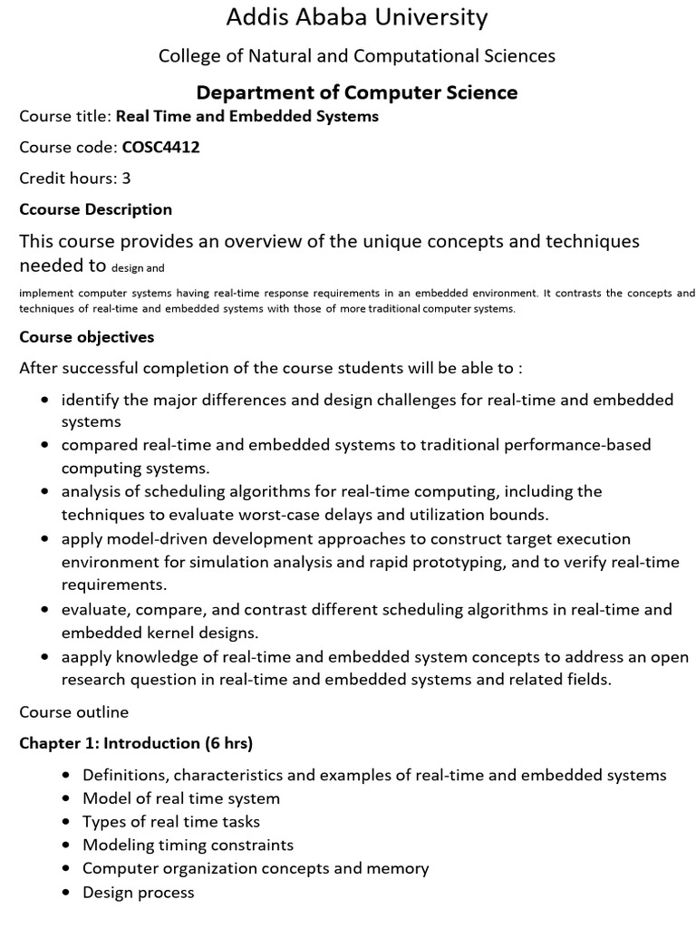 Course Content | PDF | Embedded System | Real Time Computing