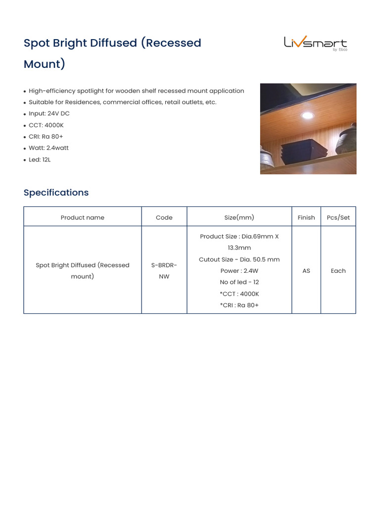 Spot Bright Diffused (Recessed Mount) | PDF