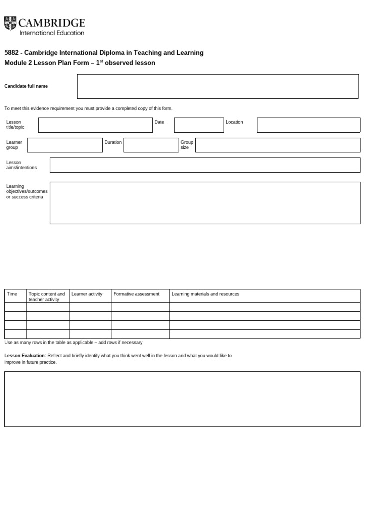 4 5882+Module+2+Lesson+Plan+Form+ +1st+Observed+Lesson | PDF