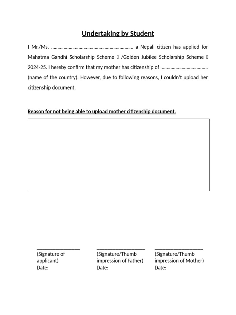 Undertaking by Student | PDF