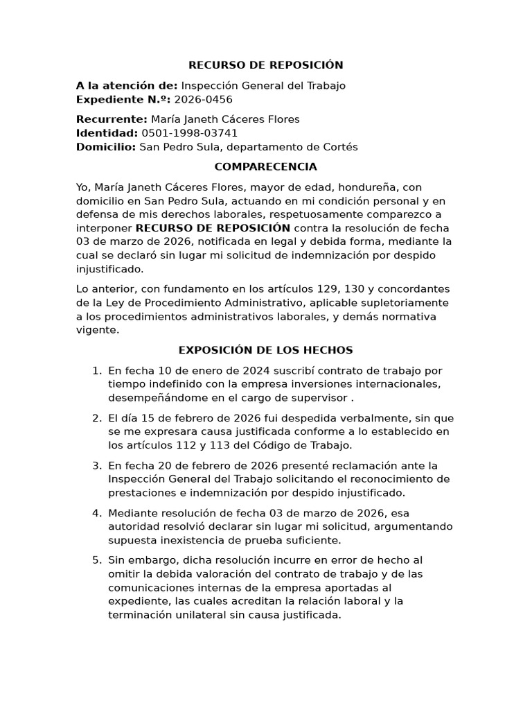 Recurso Reposicion | PDF | Justicia | Crimen y violencia