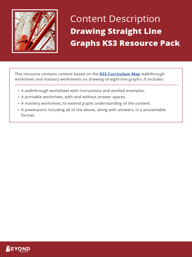 Drawing Straight Line Graphs KS3 Resource Pack - Content Description | PDF