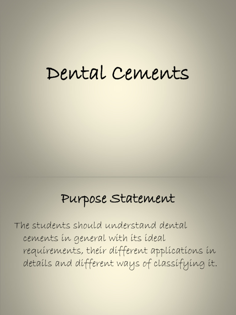 Dental Cements Introduction 1 | PDF