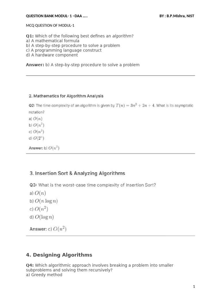 Imp Question Daa As Per Sylabus | PDF | Algorithms | Multiplication
