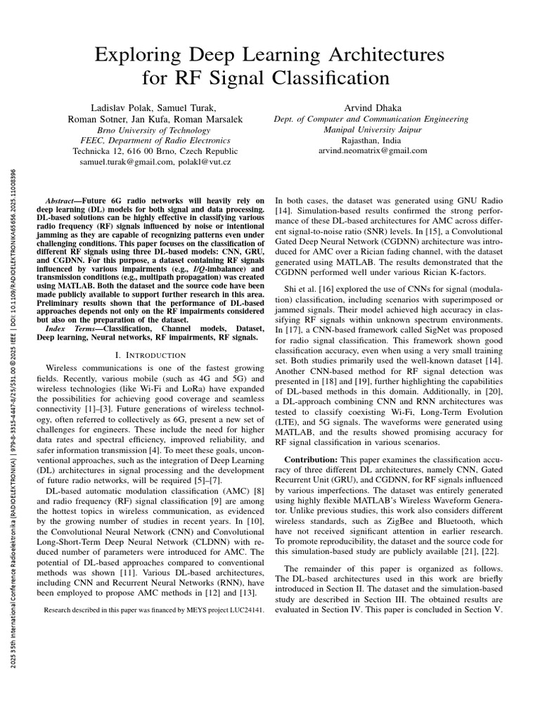 Exploring Deep Learning Architectures For RF Signal Classification ...
