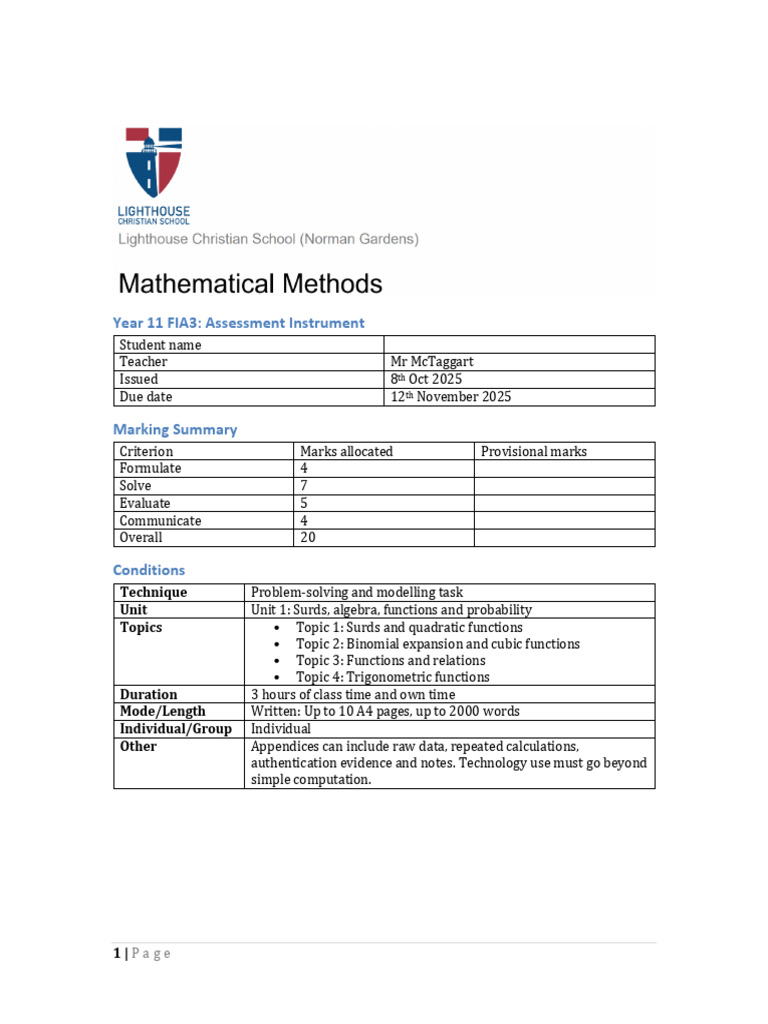 11 Math Methods IA3 2025 PSMT 2 | PDF | Function (Mathematics ...
