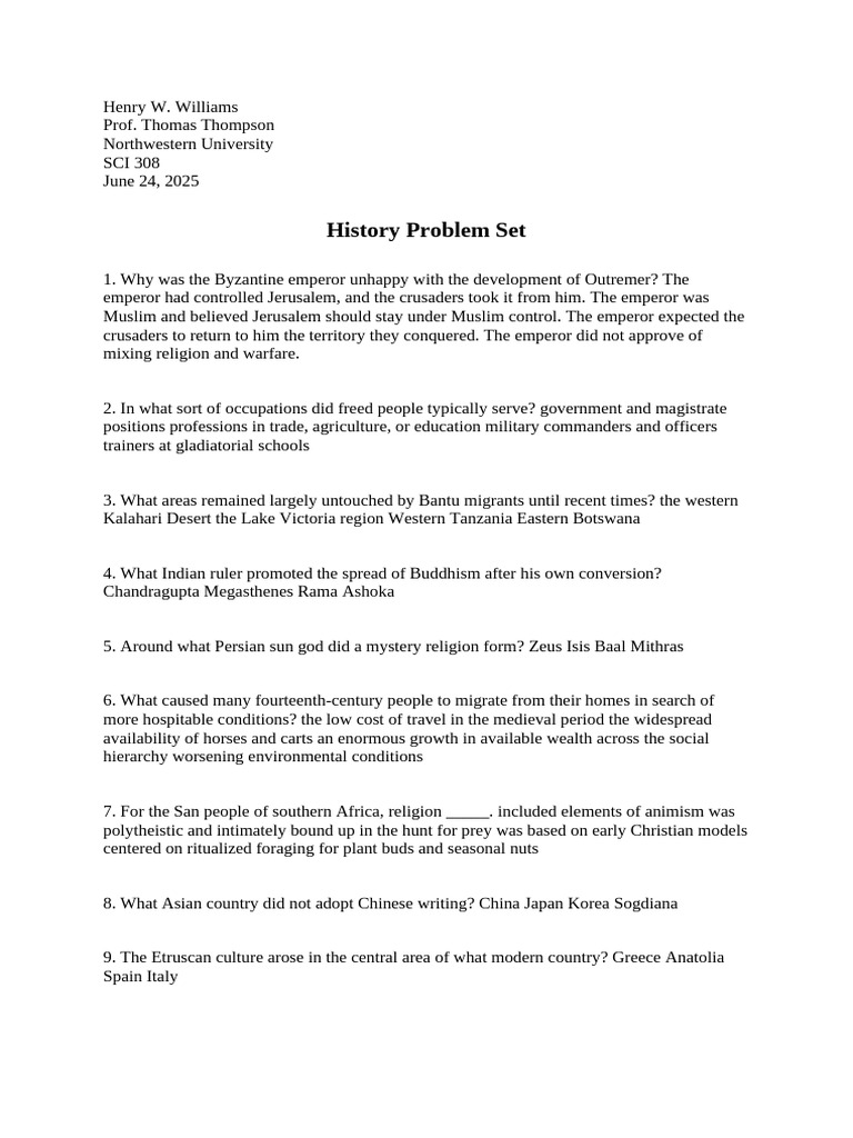 History Problems Week 4 Mmunisx9xgfm | PDF