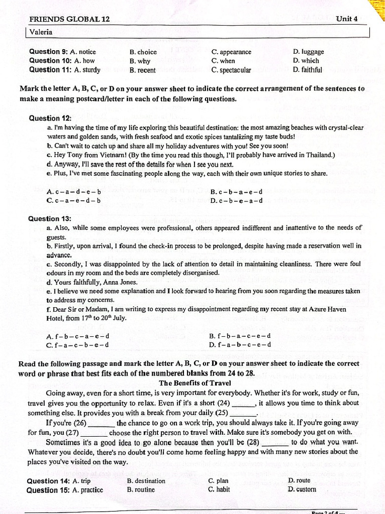 Ta Practice Test 4 | PDF
