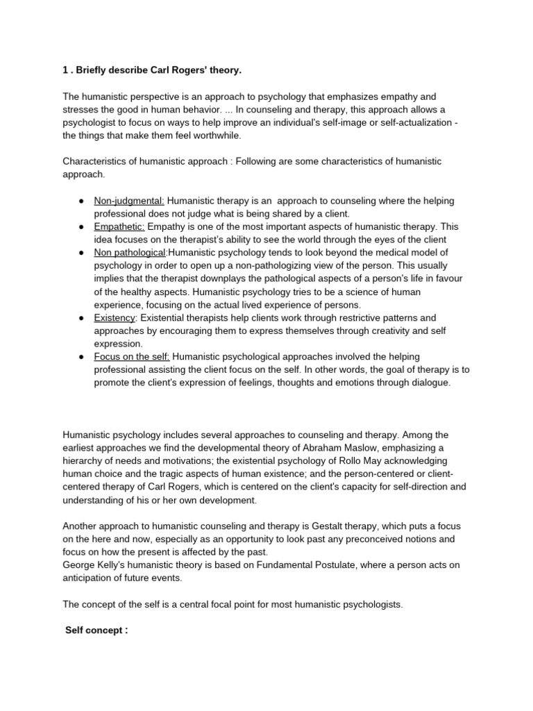 Humanistic Approach | PDF | Humanistic Psychology | Psychotherapy