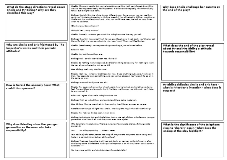 Ending of The Play Analysis Sheet Edit | PDF