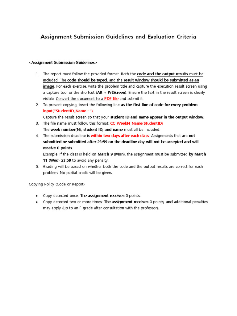 CC - Assignment Submission Guidelines | PDF
