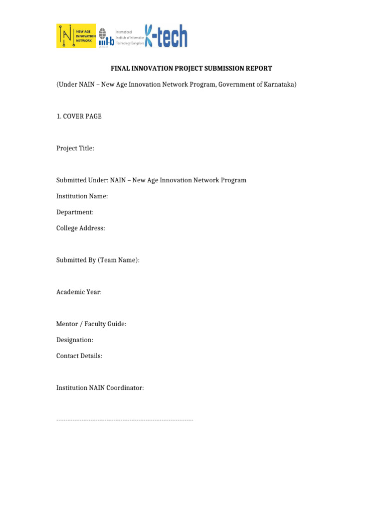 NAIN Final Innovation Project Report Format | PDF | Business
