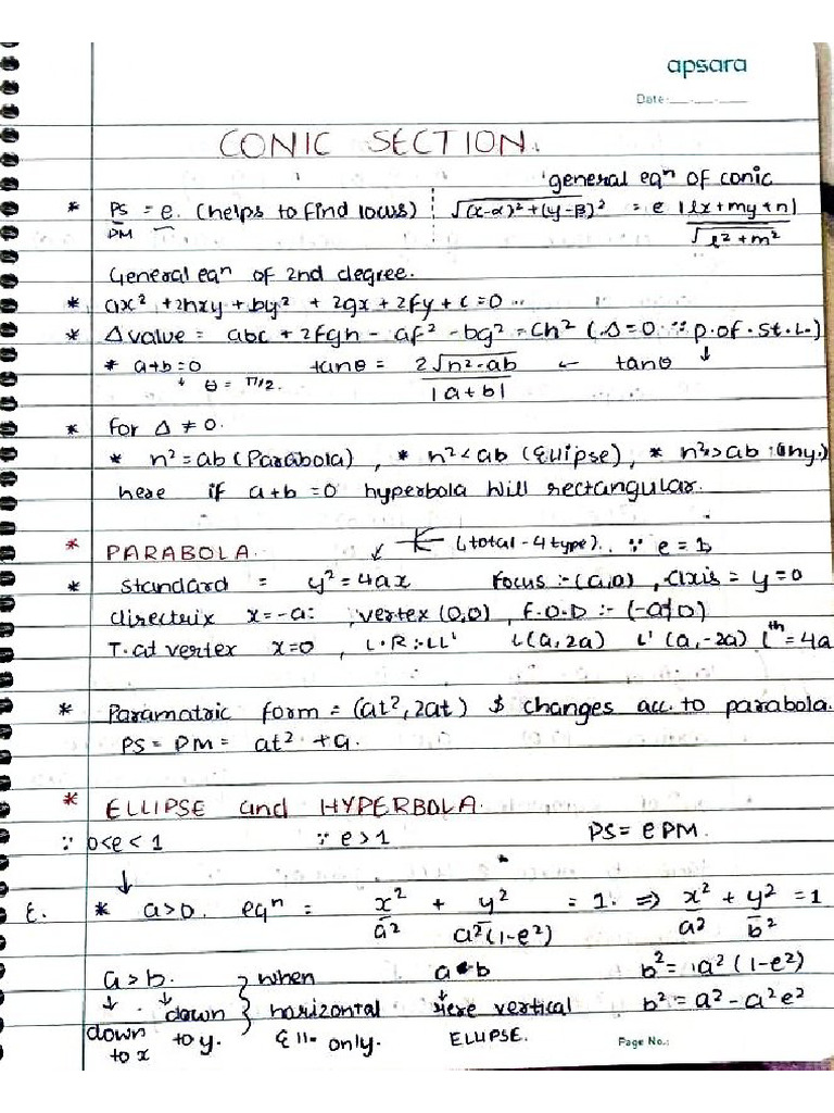 Conic Shorts Notes | PDF