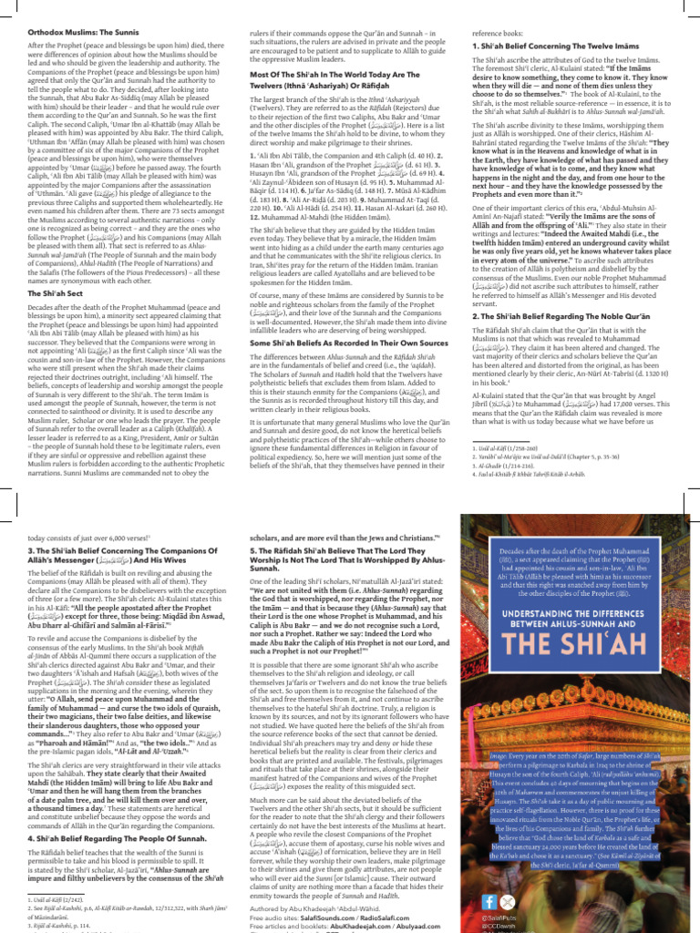 Sunnah and Shiah Differences v2.1 | PDF | Shia Islam | Sunni Islam