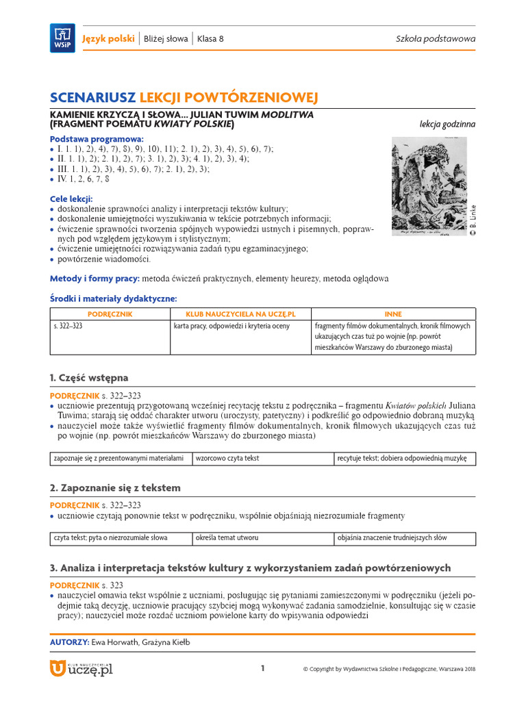 Scen Lekc Powt JTuwim Modlitwa | PDF