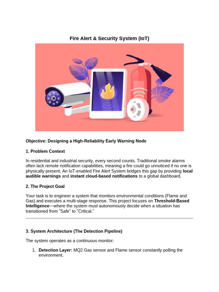 RoboSync P3 - Fire Alert & Security System (IoT) | PDF