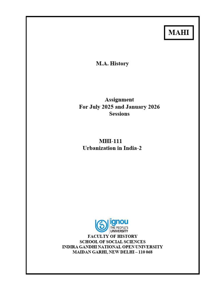 MHI - 111 Assignment English Jul 2025 - Jan 2026 | PDF | Question