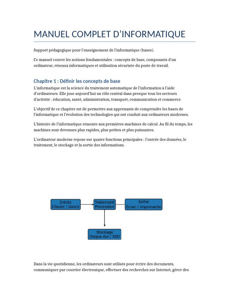 Manuel Informatique 30 Pages | PDF