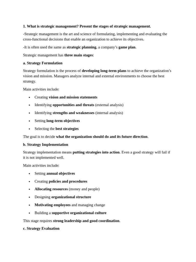 Strategic Management Answer | PDF | Strategic Management | Swot Analysis