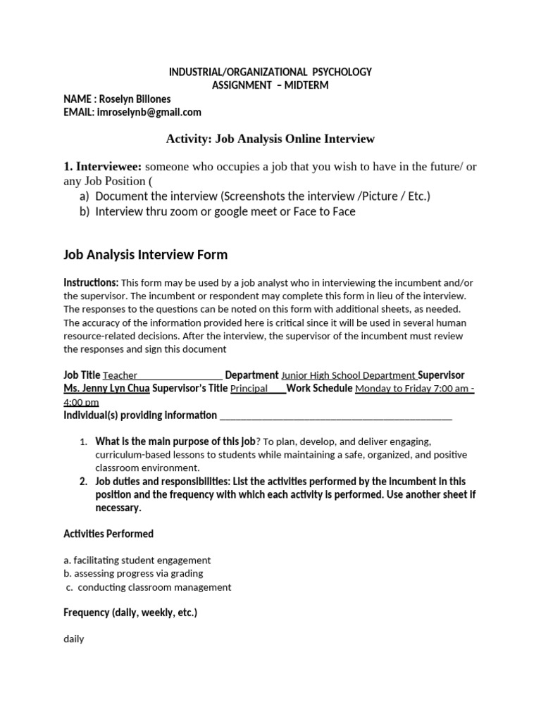 Job Analysis - Job Interview | PDF