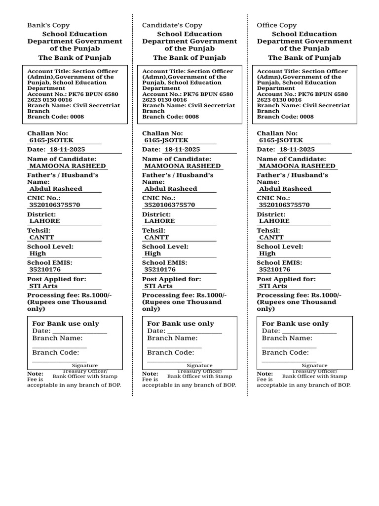 Sti - Challan Form - 6165-Jsotek | PDF
