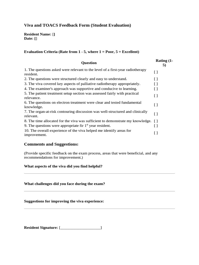 Toacs Feedback | PDF