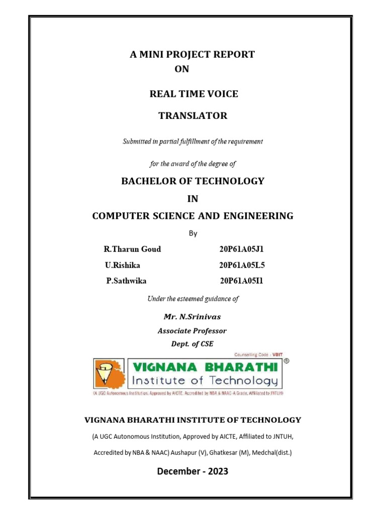 Real Time Voice Translator (B15) | PDF | Unit Testing | Speech Recognition
