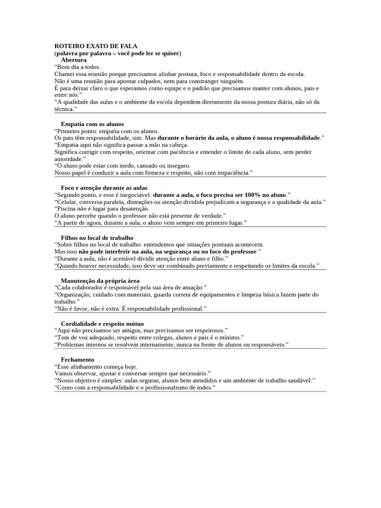 Roteiro Exato de Fala | PDF | Empatia