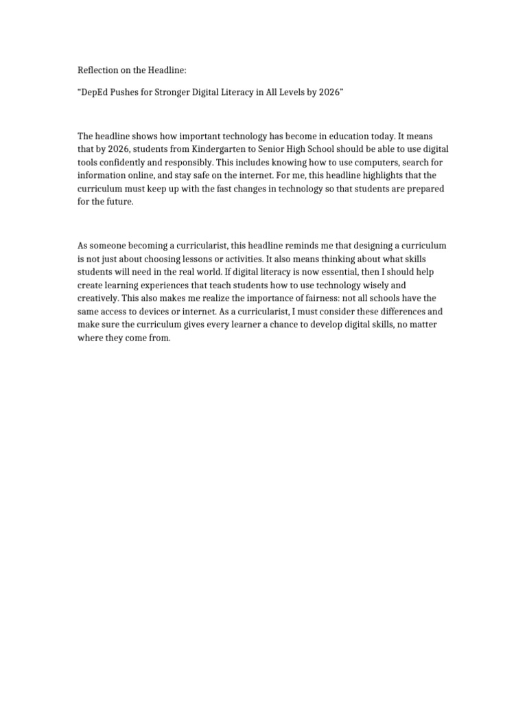 Reflection Digital Literacy | PDF