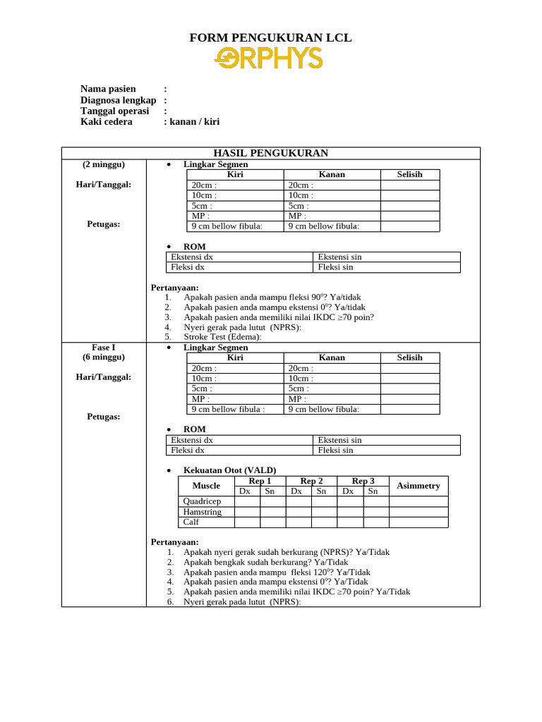 Form Pengukuran LCL Terbaru | PDF