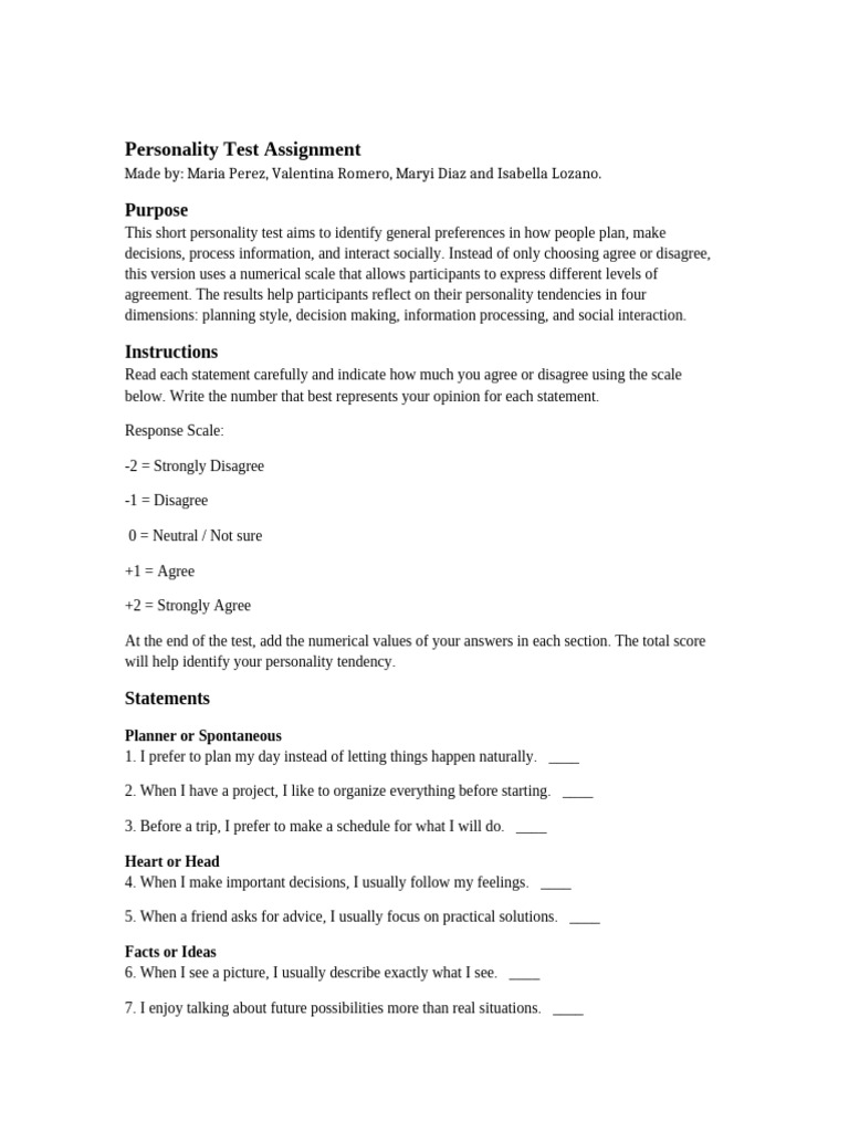 Personality Test Revised | PDF | Extraversion And Introversion | Cognition