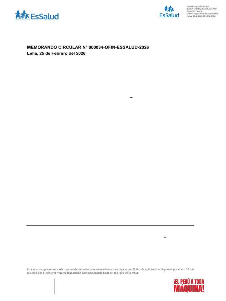 Memorando Circular 000034 2026 Ofin | PDF