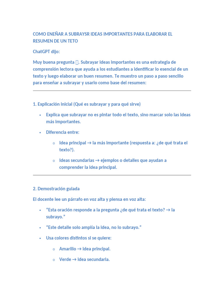 Como Subrayar y Hacer Resumen | PDF