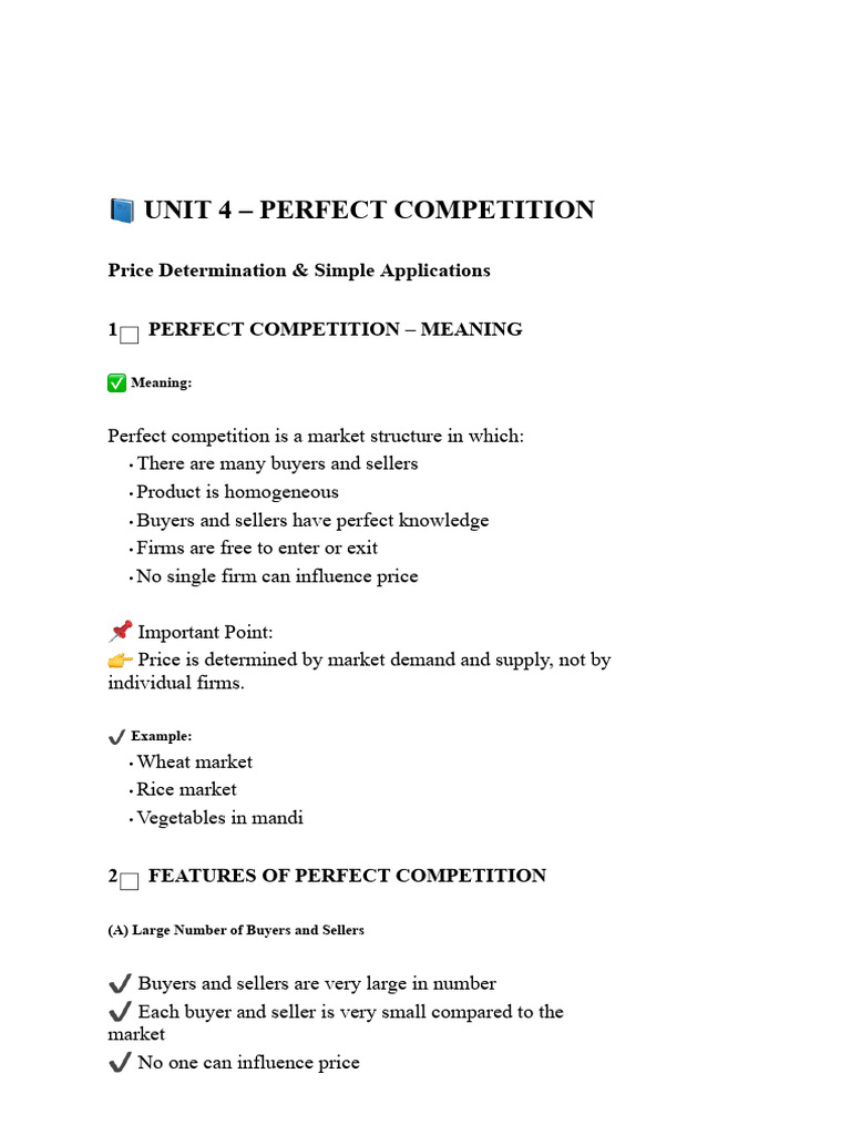 U It 4 - Perfect Competitio: Price Determination & Simple Applications ...