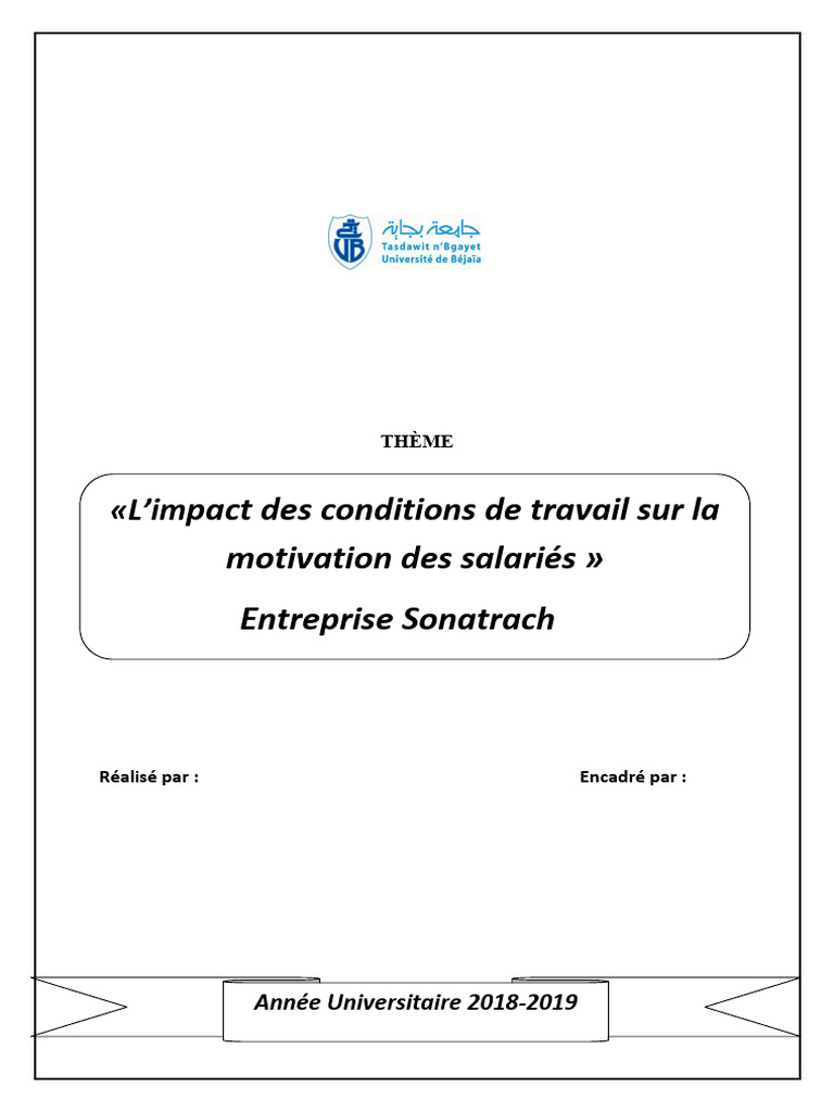 L'impact Des Conditions de Travail Sur La Motivation Des Salariés | PDF