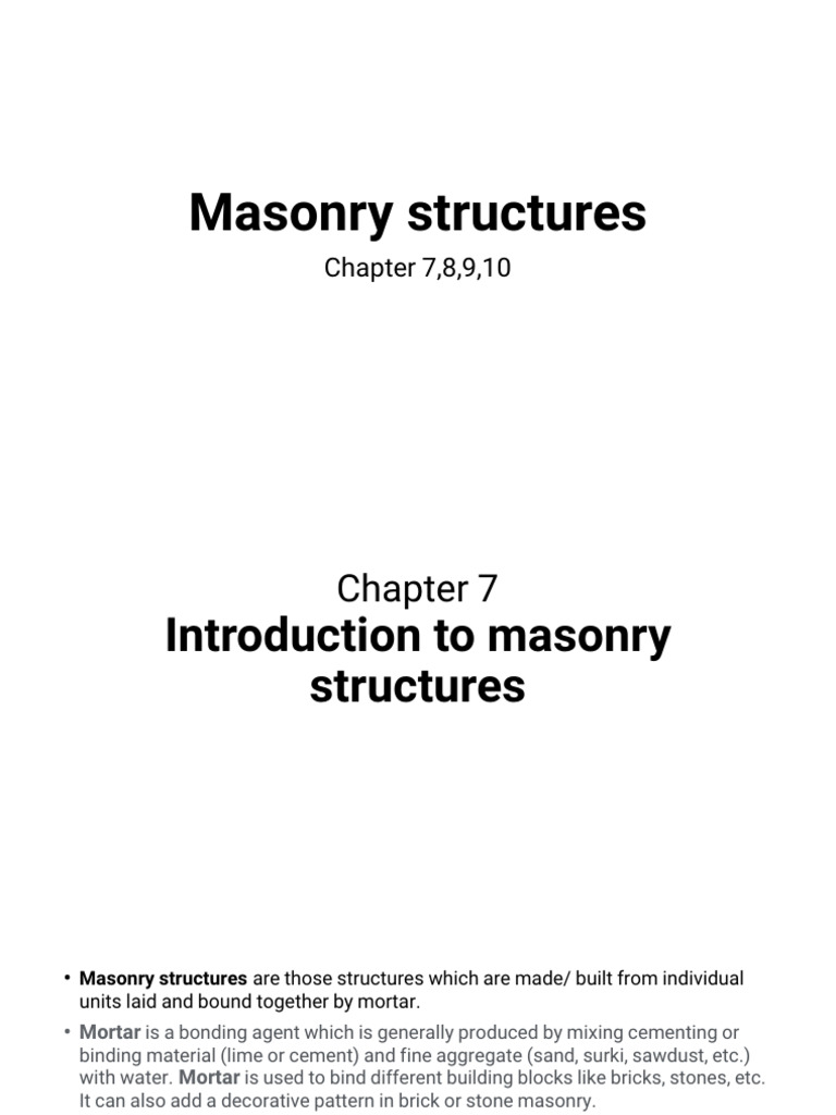 7 - Introduction To Masonry Stuctures | PDF | Masonry | Concrete