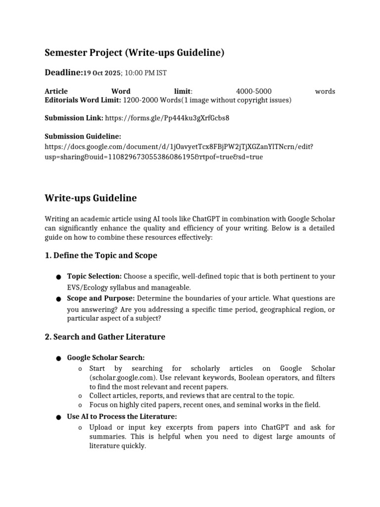 Semester Project Guideline | PDF
