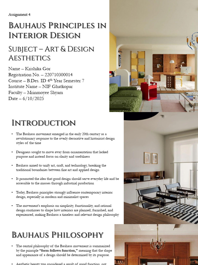 Bauhaus Principles in Interior Design | PDF