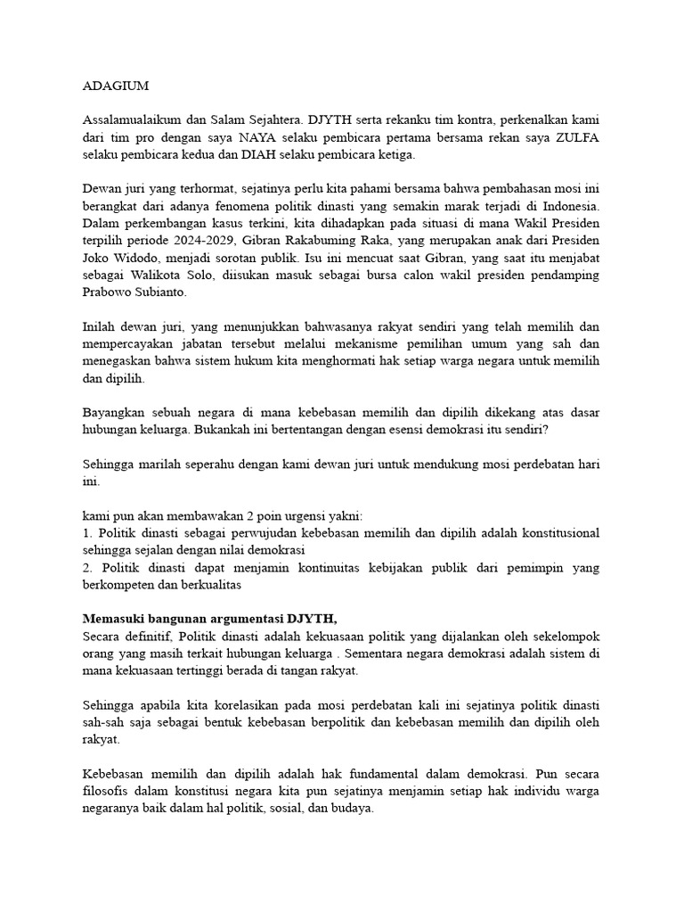 Format Contoh Teks Debat | PDF